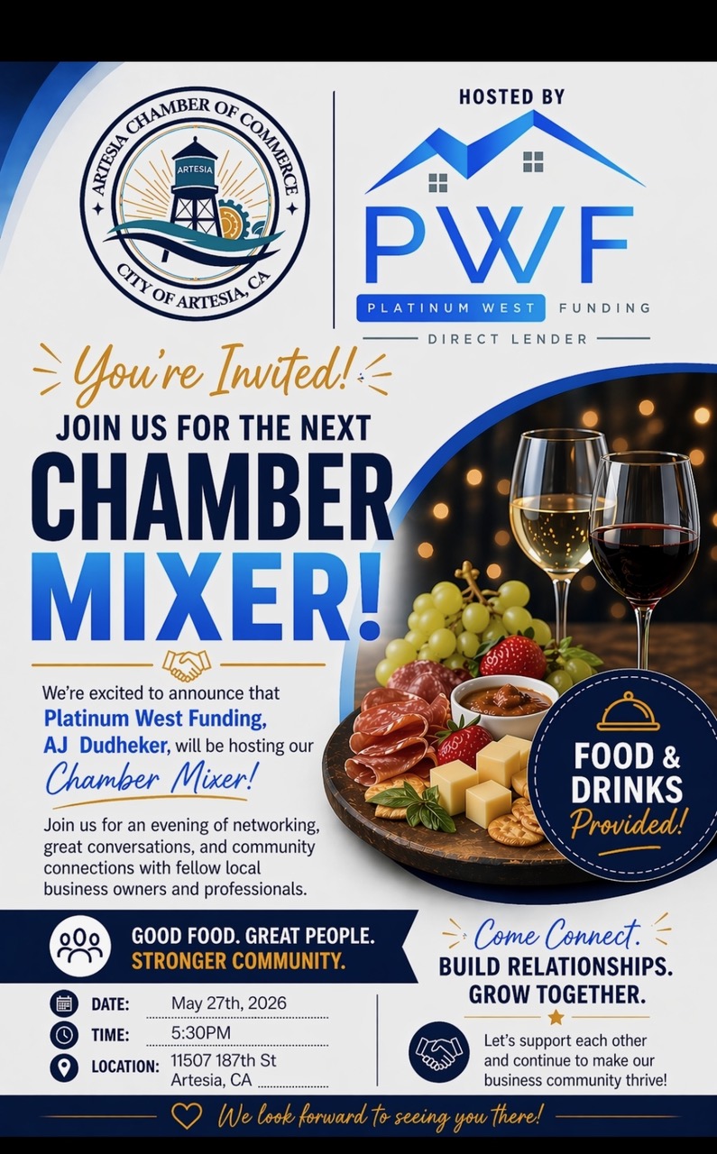The Artesia Chamber of Commerce invites you to join the next Chamber Mixer